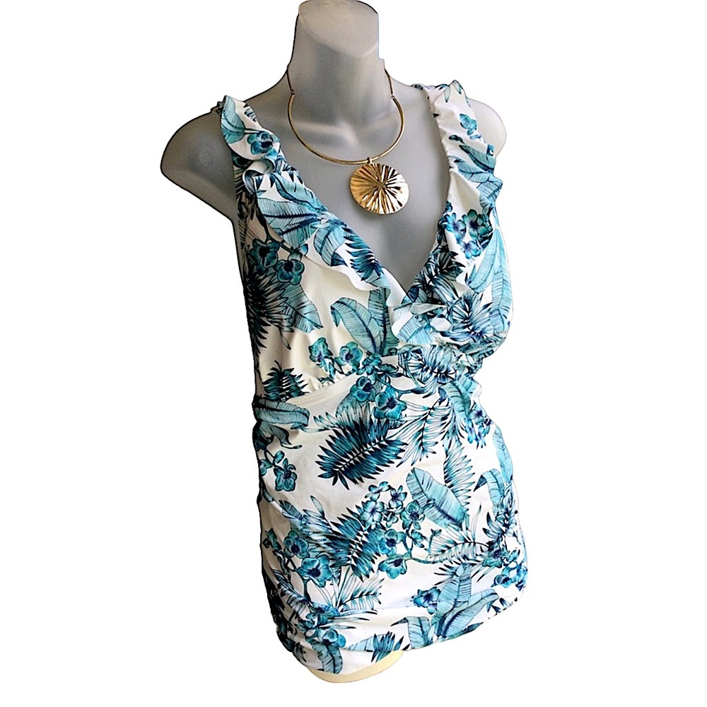 La Blanca Ruffle Tankini Top  S1